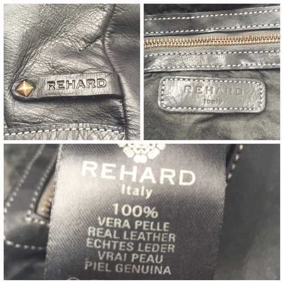 Rehard Italy-Large Italian Black Leather Backpack - Picture 7 of 8